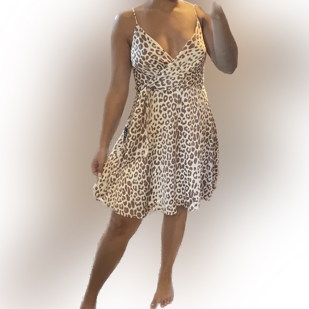 Express Wrap Dress Mauve and Cream Leopard Print